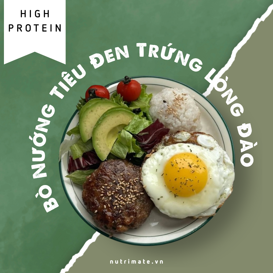 Bò Nướng Tiêu Đen Trứng Lòng Đào